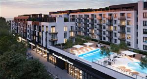 an artist rendering of an apartment complex with a swimming pool at NovumApartamenty in Kołobrzeg