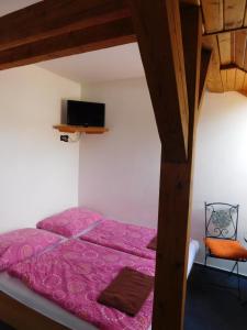 Postel nebo postele na pokoji v ubytování Pension U Mojmíra
