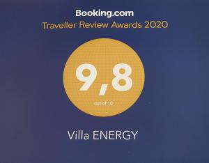 Certifikát, ocenenie alebo iný dokument vystavený v ubytovaní Villa ENERGY