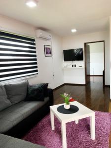 - un salon avec un canapé et une table dans l'établissement Modern Apartment, à Brčko