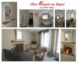 a collage of photos of a living room and a living room at Chez François au bugue la petite farge in Le Bugue