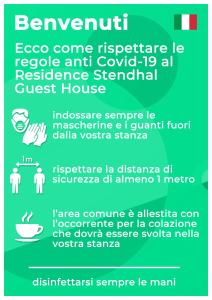 a green poster with the words eco conerelectrative ice rescue and goodwill at Residence Stendhal Guest House in Civitavecchia