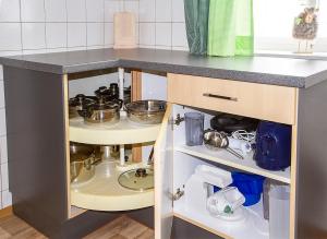a kitchen with a counter with pots and pans at FeWo Berghex in Pinswang
