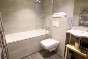 a bathroom with a toilet and a shower and a sink at Le Chalet in Peisey-Nancroix +9 photos