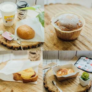 een collage van foto's van voedsel op een tafel bij Ostrovsky Hotel in Kazan