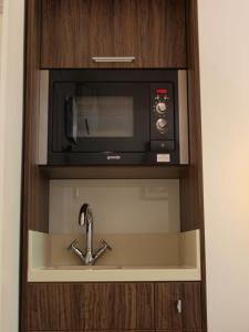 Kuchyň nebo kuchyňský kout v ubytování Simply Rooms & Suites