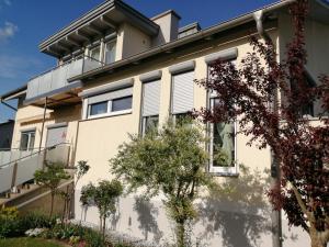 a building with a tree in front of it at Appartementhaus Elfi in Barnbach