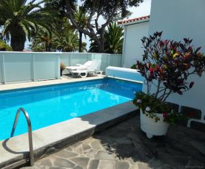 a swimming pool in front of a house at Villa Erika Madeira in Caniço