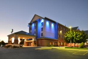 a building with blue lights on the side of it at Holiday Inn Express Breezewood, an IHG Hotel in Breezewood