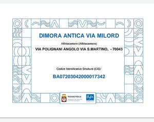 Dimora Antica Via MiLord tanúsítványa, márkajelzése vagy díja