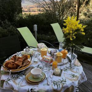 a table with a plate of food on it at l'Oustaou B&B Piscine & Spa in Besse-sur-Issole