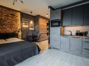 Virtuve vai virtuves zona naktsmītnē Loft House Premium Apartments