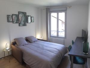 Posteľ alebo postele v izbe v ubytovaní Berge du Rhône, beau studio, proximité immédiate Universités Lyon 2 et Lyon 3, centre Lyon