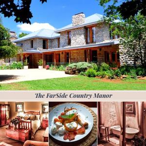 two pictures of a house with a plate of food at The FarSide Country Manor in Nottingham Road