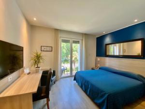 パドヴァにあるHotel Garibaldiのベッドルーム(ベッド1台、デスク、テレビ付)