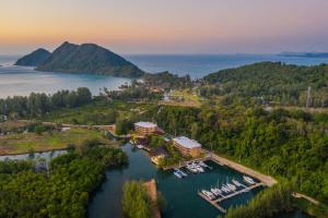 an aerial view of a resort on a lake at Marina Sands Resort in Ko Chang