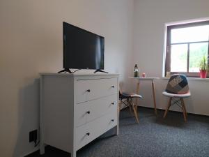 Televízia a/alebo spoločenská miestnosť v ubytovaní Penzion Drnovec