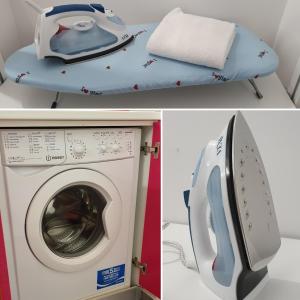 a washing machine sitting next to a bed with a towel at Arco del Sole in Palermo