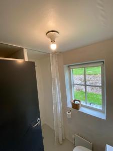 un bagno con wc e finestra di Stenhuset i Pilbrodalen a Skanderborg