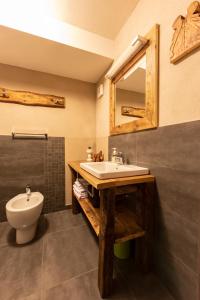 a bathroom with a sink and a toilet at La Stazione dell'Acqua in Introd