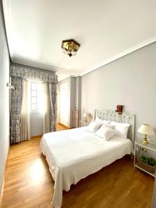 セビリアにあるServa La Bari Roomsのベッドルーム(大きな白いベッド1台、窓付)