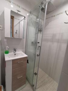 a bathroom with a shower and a sink at Nice - Charming little house with terrace in Nice