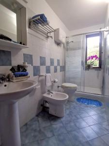 ザンブローネにあるBaciati dal Soleのバスルーム(洗面台、トイレ、シャワー付)
