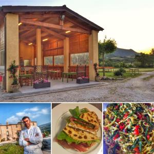 a collage of pictures of a house with a pile of trash at Agriturismo Antico Muro in Sassoferrato