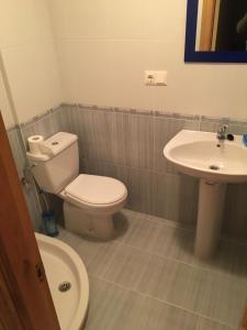 a bathroom with a toilet and a sink at Apartamento Playa San Pedro in Barreiros