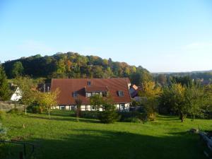una casa en medio de un campo verde en Ferienhaus 1 en Elbingerode