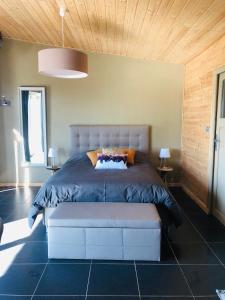 1 dormitorio con 1 cama grande en una habitación en Lodge spa, en Petit-Réderching