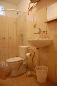 łazienka z toaletą i umywalką w obiekcie Ubytování U Matýska w mieście Mutěnice