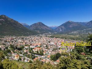 une ville avec des montagnes en arrière-plan dans l'établissement Palazzo Pellanda, à Domodossola