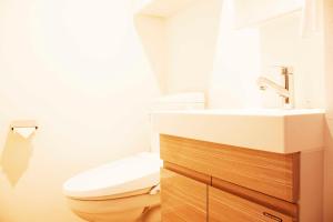 a bathroom with a toilet and a sink at Hotel Shu in Tokyo