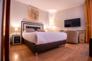 a bedroom with a large bed and a television at Hotel Rua Salamanca in Salamanca