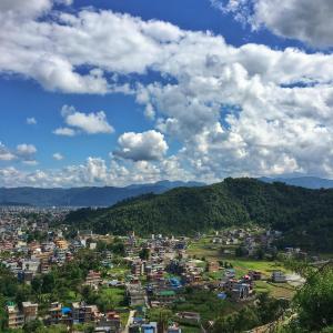산 경관 또는 호스텔에서 바라본 산 전망