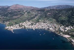 an aerial view of a small town on a island in the water at MARMARI Village in Ayía Marína