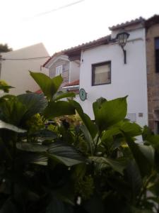 una casa con un letrero verde a un lado. en Casa Luís de Camões - Boutique & Literary House en Santar