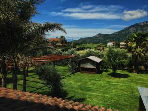 a view of a yard with a gazebo at Agriturismo le tre stelle in Paestum
