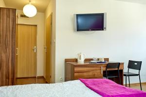 Televízia a/alebo spoločenská miestnosť v ubytovaní Amber House