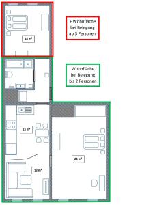 einem Grundriss eines Gebäudes mit Diagrammen in der Unterkunft Rottaler Stuben in Bad Birnbach