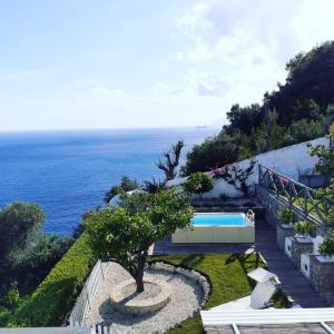 a swimming pool with a view of the ocean at Villa Marilisa in Conca dei Marini