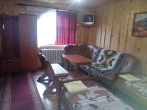 a living room with a couch and a table at Shovkova Kosytsia in Mykulychyn