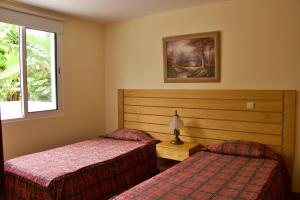 Un dormitorio con dos camas y una ventana. en Quinta Tallinus, en Funchal