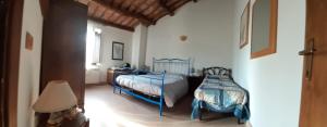 a bedroom with a bed and a lamp at Meridiano 12 in Bolsena