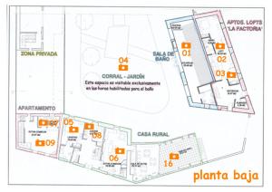 un plano del suelo de una planeria babka beta en Casa Rural del Corral en Malpartida de Plasencia