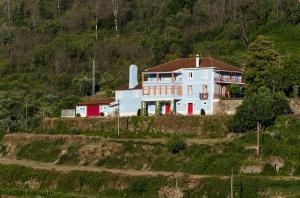 a large white house on a hill with at Quinta da Tapada in Avô