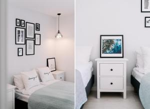 Un pat sau paturi într-o cameră la SeaSide Apartment