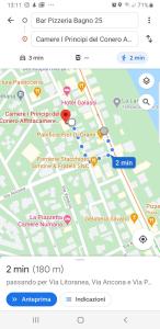 een screenshot van een Google Maps-app met een kaart bij Affittacamere I Principi del Conero CIR 00041 in Numana