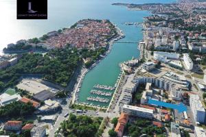 an aerial view of a city with a harbor at Legacy Marine2 - Zadar, Luxury Suites in Zadar